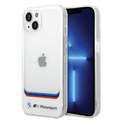 BMW Motorsport Collection PC/TPU IML Case Big Square Transparent and Printed Bottom Logo iPhone 14 Plus Compatibility - White