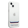 BMW Motorsport Collection PC/TPU IML Case Big Square Transparent and Printed Bottom Logo iPhone 14 Plus Compatibility - White