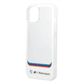 BMW Motorsport Collection PC/TPU IML Case Big Square Transparent and Printed Bottom Logo iPhone 14 Plus Compatibility - White