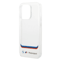 BMW Motorsport Collection PC/TPU IML Case Big Square Transparent and Printed Bottom Logo iPhone 14 Pro Compatibility - White