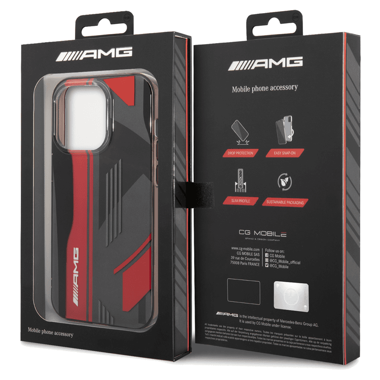 AMG Transparent Double Layer Case Expressive Graphic Design iPhone 14 Pro Compatibility - Black/Red