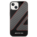 AMG Transparent Double Layer Case with Checkered Flag Pattern Crystal Case iPhone 14 Plus Compatibility - Red