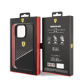 Ferrari Bi-material Carbon Fiber Case and Polycarbonate & Silver Stripe iPhone 14 Pro Compatibility - Black