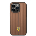 Ferrari Leather Case With Embossed Stripes & Yellow Shield Logo - iPhone 14 Pro - Camel