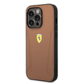 Ferrari Leather Case With Hot Stamped Sides & Yellow Shield Logo - iPhone 14 Pro - Camel