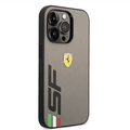 Ferrari PU Leather Case with Printed Big SF Logo iPhone 14 Pro Max Compatibility - Grey