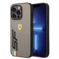 Ferrari PU Leather Case with Printed Big SF Logo iPhone 14 Pro Max Compatibility - Grey