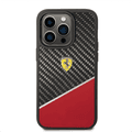 Ferrari Bimaterial Carbon Case & Polycarbonate & Silver Stripe iPhone 14 Pro Max Compatibility - Red