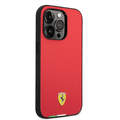 Ferrari HC PU Case with Italian Flag Line iPhone 14 Pro Max Compatibility - Red