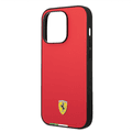 Ferrari HC PU Case with Italian Flag Line iPhone 14 Pro Max Compatibility - Red