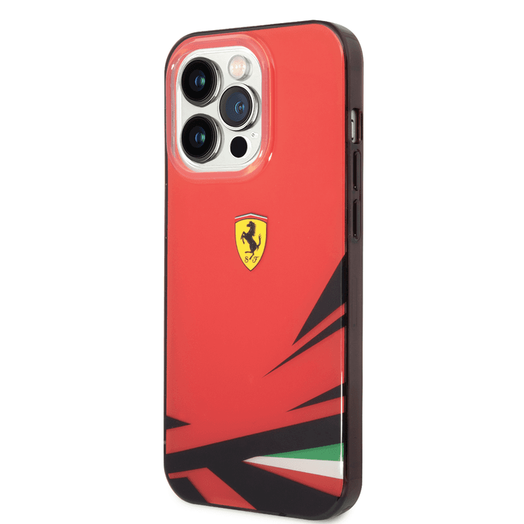 Ferrari PC/TPU Case with Double Layer Print iPhone 14 Pro Compatibility - Red