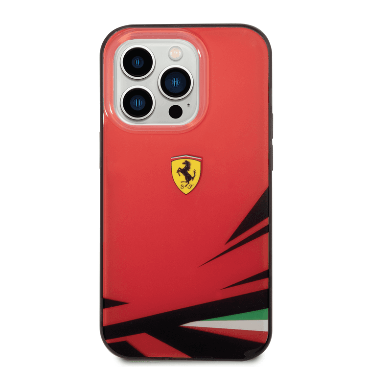 Ferrari PC/TPU Case with Double Layer Print iPhone 14 Pro Compatibility - Red