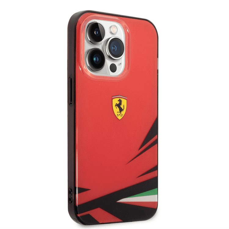 Ferrari PC/TPU Case with Double Layer Print iPhone 14 Pro Compatibility - Red