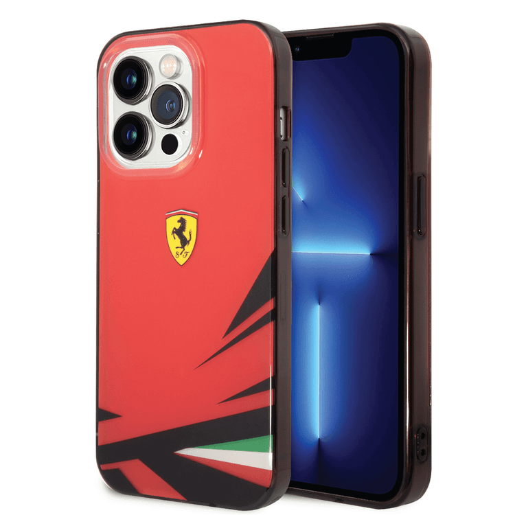 Ferrari PC/TPU Case with Double Layer Print iPhone 14 Pro Compatibility - Red