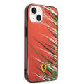 Ferrari PC/TPU Case with Double Layer Grass Print iPhone 14 Compatibility - Red