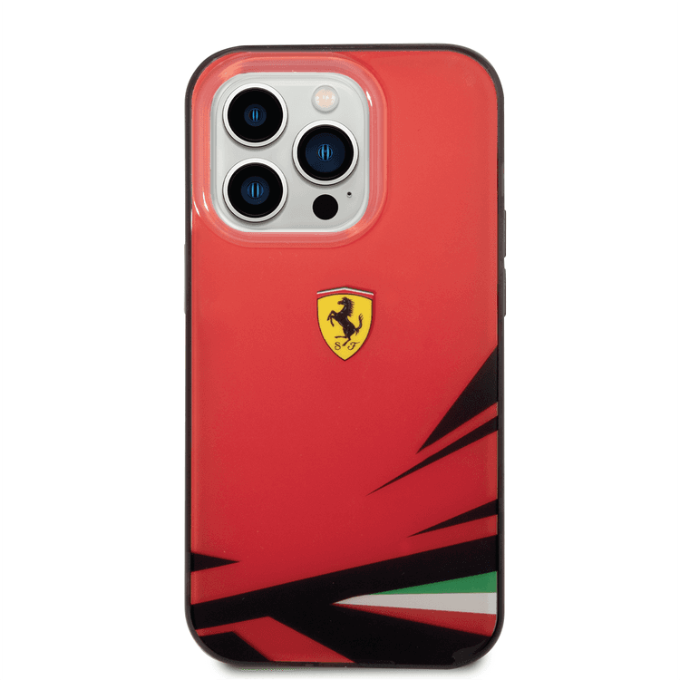Ferrari PC/TPU Case with Double Layer Print iPhone 14 Pro Max Compatibility - Red