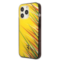 Ferrari PC/TPU Case with Double Layer Grass Print iPhone 14 Pro Compatibility - Yellow