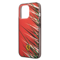 Ferrari PC/TPU Case with Double Layer Grass Print iPhone 14 Pro Compatibility - Red