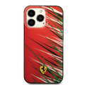 Ferrari PC/TPU Case with Double Layer Grass Print iPhone 14 Pro Compatibility - Red