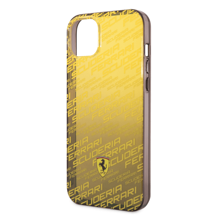 Ferrari Gradient PC/TPU Case with Allover Scuderia & Dyed Bumper iPhone 14 Compatibility - Yellow