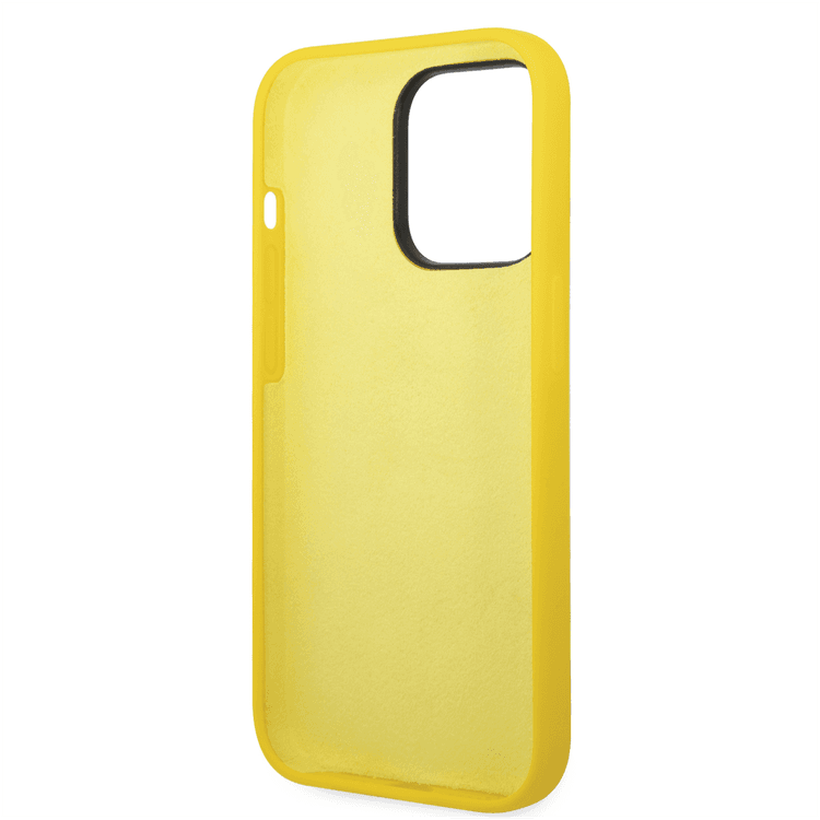 Ferrari Liquid Silicone Case All Over Printed Scuderia iPhone 14 Pro Compatibility - Yellow