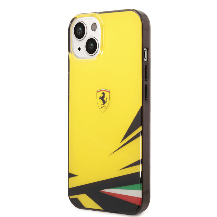 Ferrari PC/TPU Case with Double Layer Print iPhone 14 Compatibility - Yellow