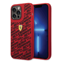 Ferrari Liquid Silicone Case All Over Printed Scuderia iPhone 14 Pro Compatibility - Red