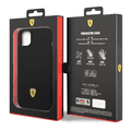 Ferrari Liquid Silicone Case with Black Camera Outline & Metal Logo iPhone 14 Plus Compatibility - Black