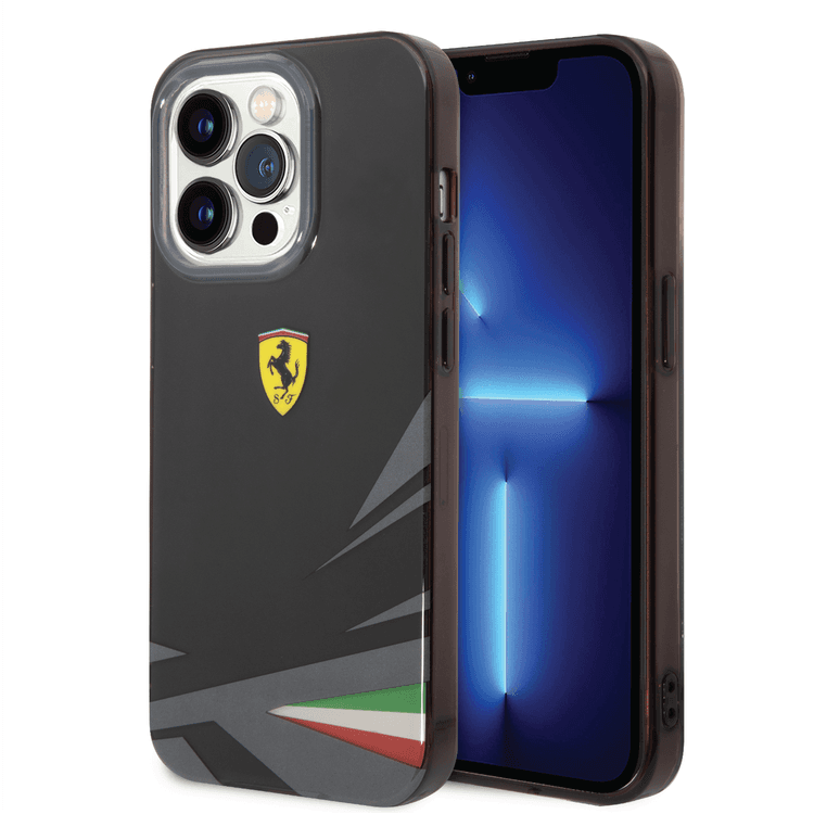 Ferrari PC/TPU Case with Double Layer Print iPhone 14 Pro Compatibility - Black