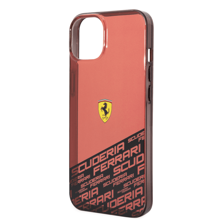 Ferrari PC/TPU IML Case with Bottom Scuderia Allover Print iPhone 14 Plus Compatibility - Red