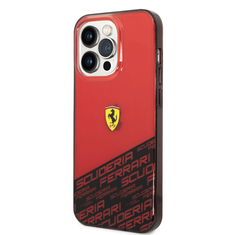 Ferrari PC/TPU IML Case with Bottom Scuderia Allover Print iPhone 14 Pro Max Compatibility - Red