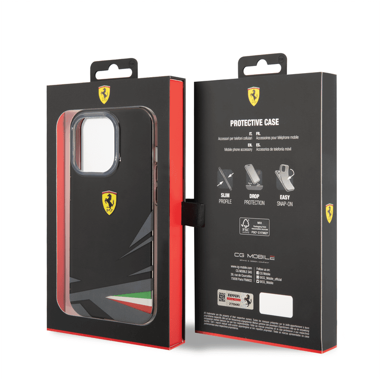 Ferrari PC/TPU Case with Double Layer Print iPhone 14 Pro Max Compatibility - Black