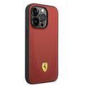 CG Ferrari Magsafe Compatibility Genuine Leather Hard Case with Curved Line Stitched iPhone 14 Pro Compatibility - Red