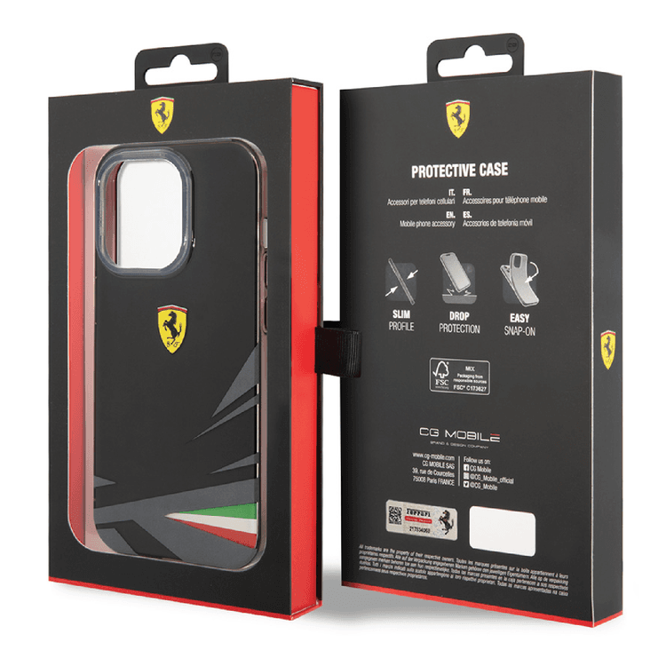 Ferrari PC/TPU Case with Double Layer Print iPhone 14 Compatibility - Black