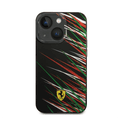 Ferrari PC/TPU Case with Double Layer Grass Print iPhone 14 Plus Compatibility - Black