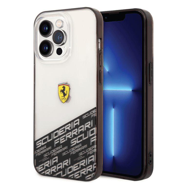 Ferrari PC/TPU IML Case with Bottom Scuderia Allover Print iPhone 14 Pro Compatibility - Silver