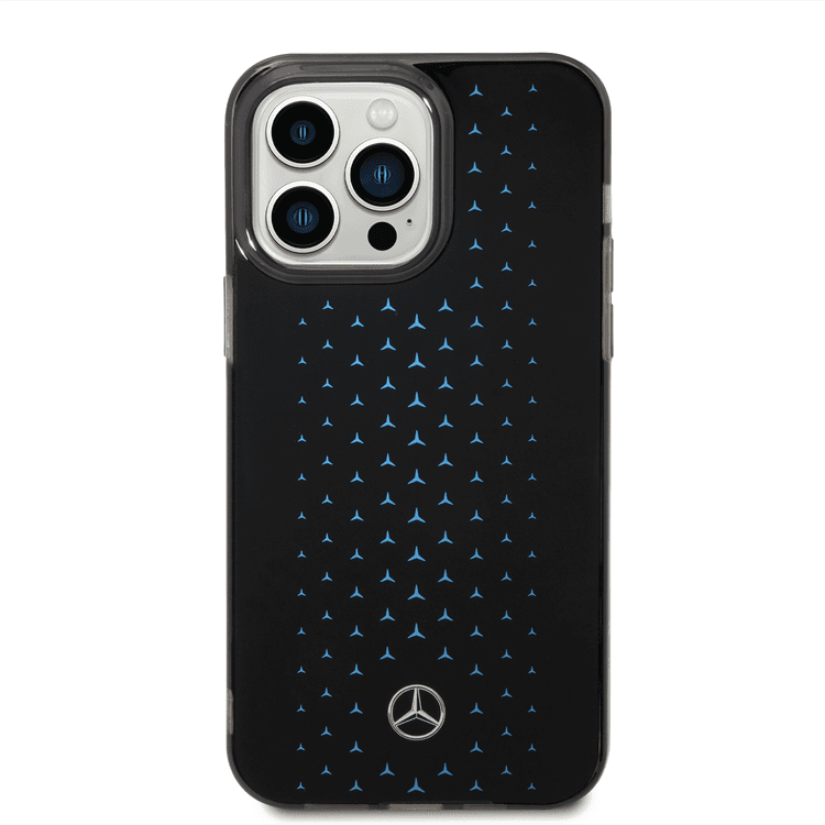 Mercedes-Benz Double Layer PC/TPU Case with Large Star Pattern iPhone 14 Pro Max Compatibility - Blue