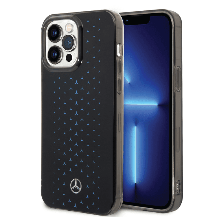 Mercedes-Benz Double Layer PC/TPU Case with Large Star Pattern iPhone 14 Pro Max Compatibility - Blue