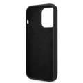 Guess Liquid Silicone Case with Shiny Line & Metal Triangle Tone Logo iPhone 14 Pro Compatibility - Black