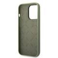 Guess Liquid Silicone Case with Shiny Line & Metal Triangle Tone Logo iPhone 14 Pro Max Compatibility - Green