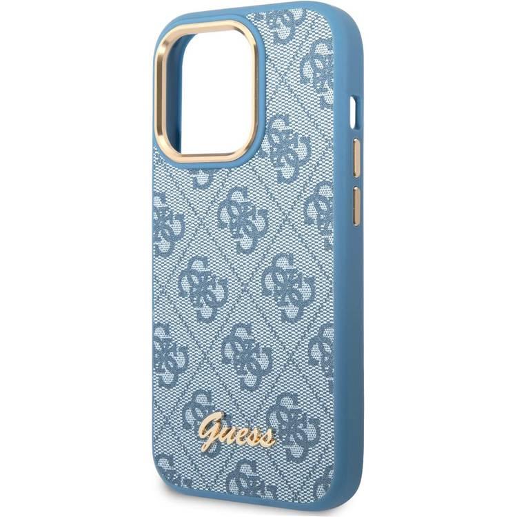 Guess PC/TPU 4G PU Case with Metal Camera Outline & Buttons iPhone 14 Pro Compatibility - Blue