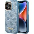 Guess PC/TPU 4G PU Case with Metal Camera Outline & Buttons iPhone 14 Pro Compatibility - Blue