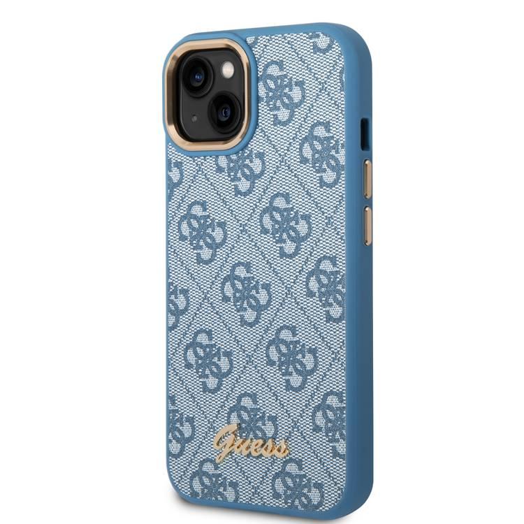 Guess PC/TPU 4G PU Case with Metal Camera Outline & Buttons iPhone 14 Plus Compatibility - Blue