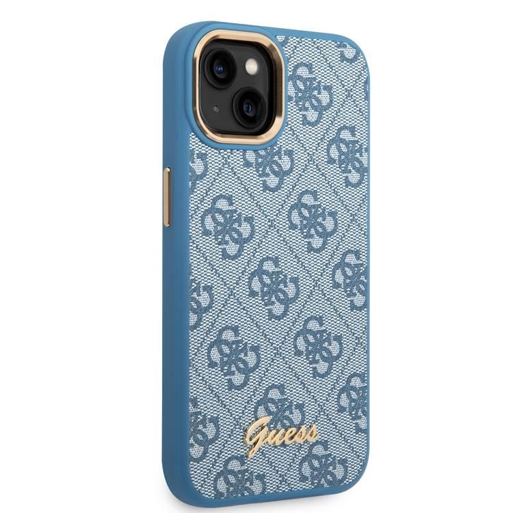 Guess PC/TPU 4G PU Case with Metal Camera Outline & Buttons iPhone 14 Plus Compatibility - Blue