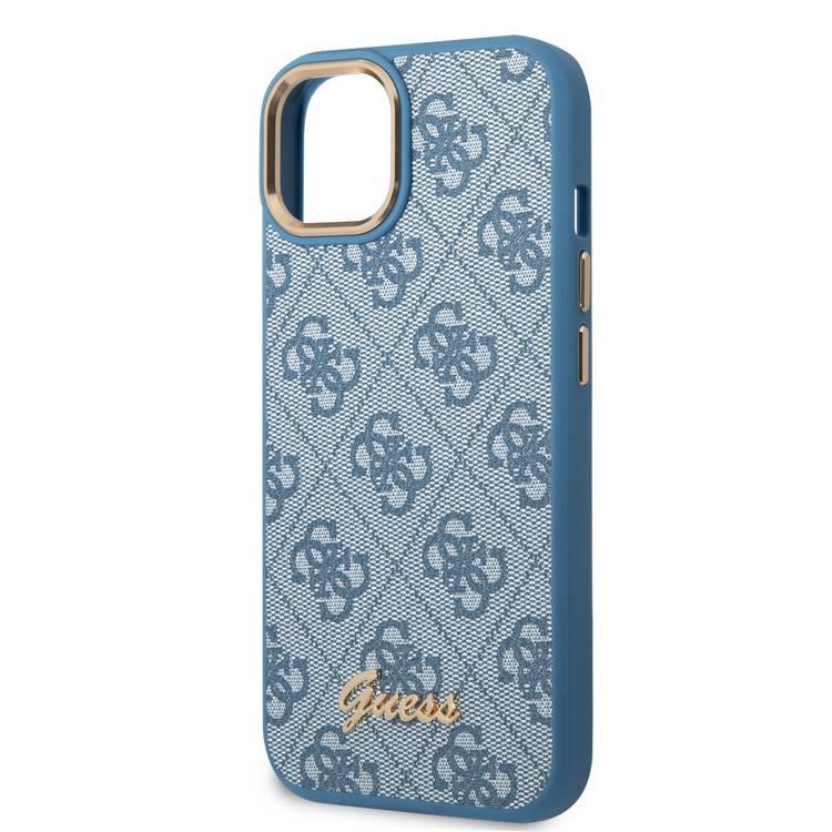 Guess PC/TPU 4G PU Case with Metal Camera Outline & Buttons iPhone 14 Plus Compatibility - Blue