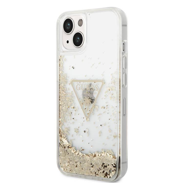 Guess Liquid Glitter Case With Translucent Triangle Logo - iPhone 14 - Transparent