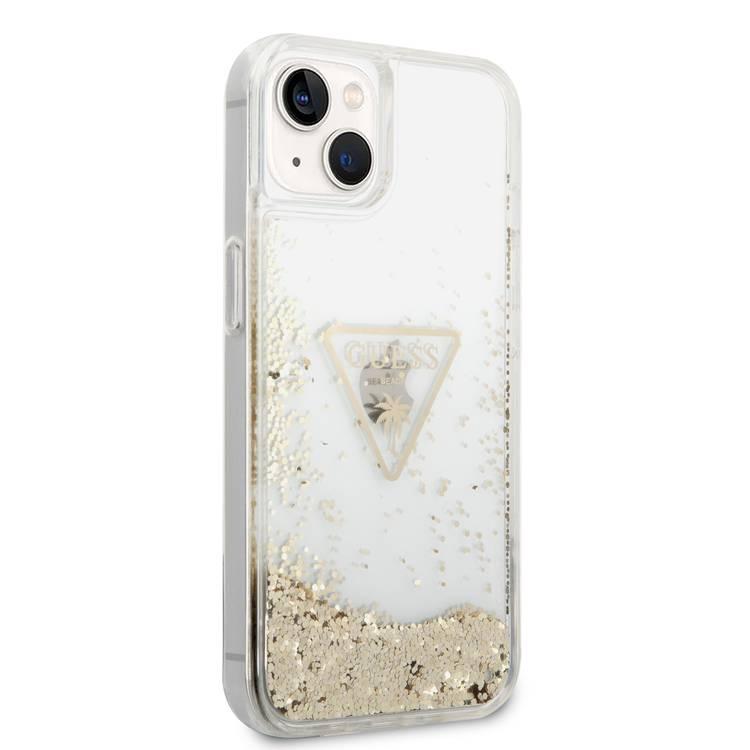 Guess Liquid Glitter Case With Translucent Triangle Logo - iPhone 14 - Transparent