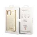 Guess PU Croco Case with Metal Camera Outline, Latest Design iPhone 14 Plus Compatibility - Gold