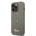 Guess PC/TPU Glitter Flakes Case with Script Metal Logo iPhone 14 Pro Compatibility - Green