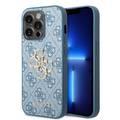 Guess PU Leather 4G Classic and Stylish Case with Big Metal Logo iPhone 14 Pro Compatibility - Blue